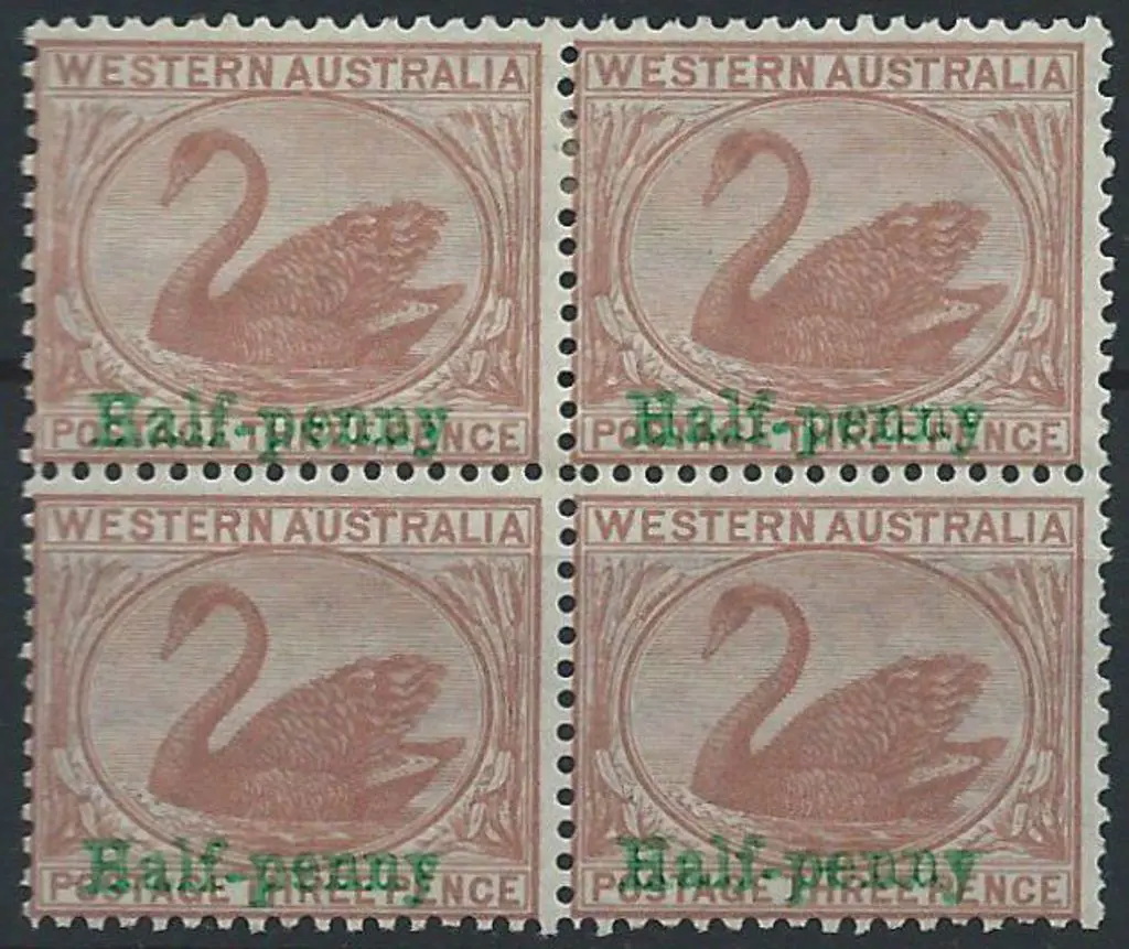 1895 Half-penny surcharge block of 4. MUH/MLH. SG ... Image 1++