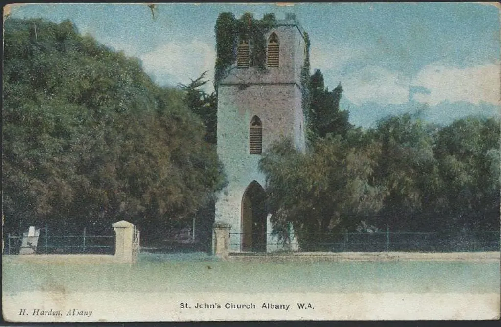 1900c. "St John's Church, Albany WA" used postcard ... Image 1++