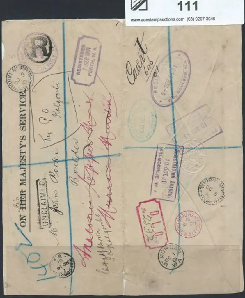 1901 (7th Sept) OHMS stampless cover bearing Land ... Image 1++