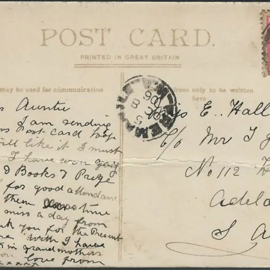 1906 (8th Oct) Hamilton Road Office seal on PPC to ...