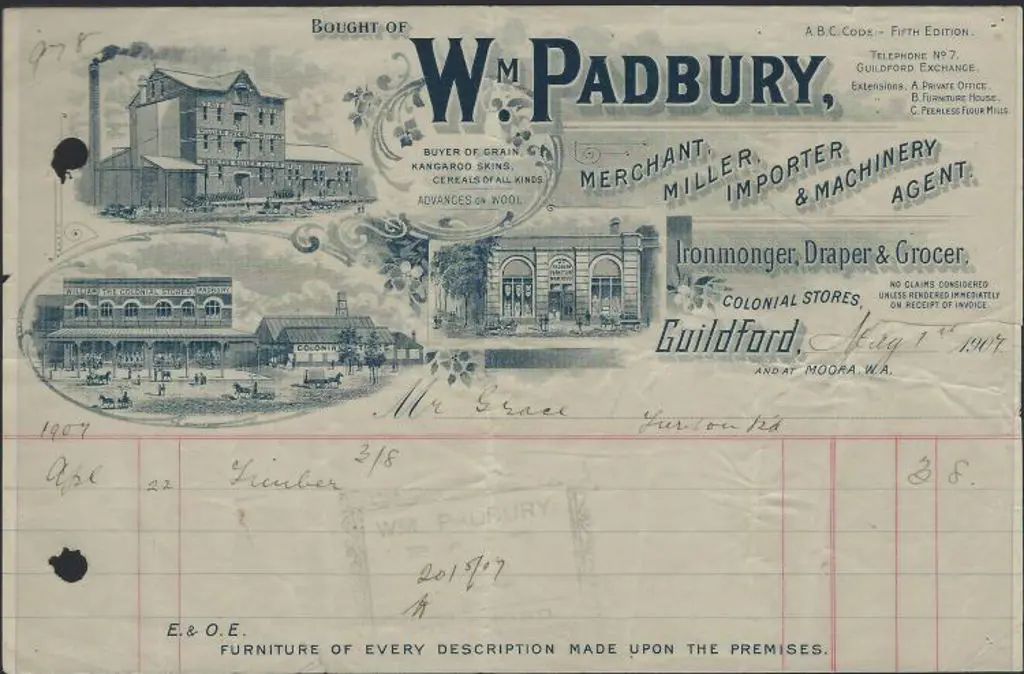 1907 (1st May) illustrated receipt for timber from ... Image 1++