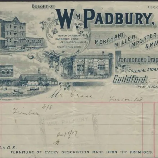 1907 (1st May) illustrated receipt for timber from ...
