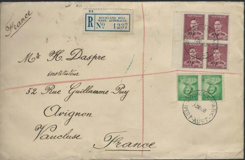 1938 (13th May) Registered cover from Mosman Park ... Image 1++