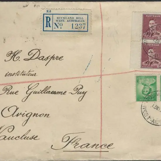 1938 (13th May) Registered cover from Mosman Park ...