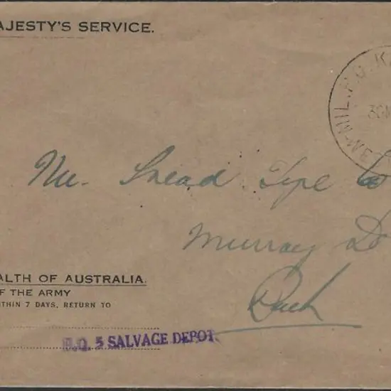 1944 (30th May) OHMS cover from H.Q. 5 Salvage ...