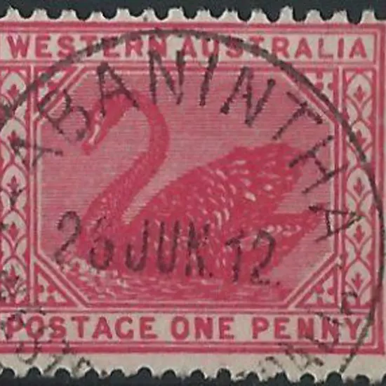 Gabinintha A25 on 1d red swan dated 26 JU 12. ...