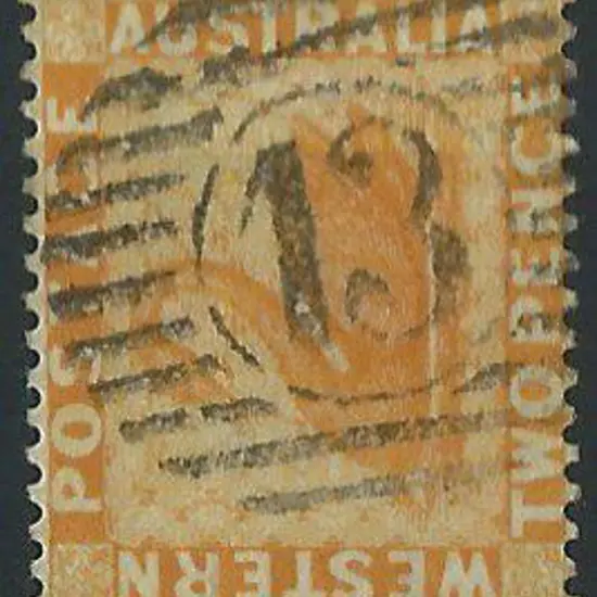 Geraldton 12 bar 13 on 2d yellow (1882) wmk crown ...