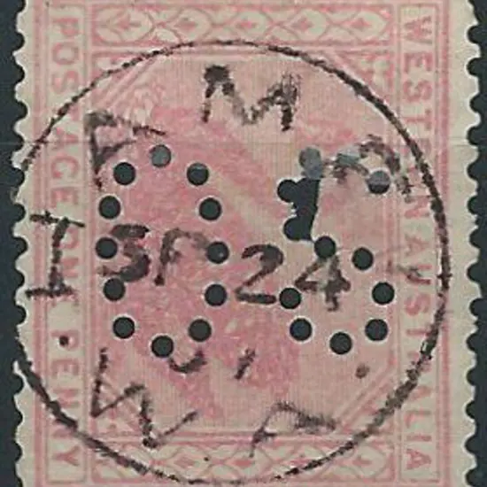 Hamel 3b on 1d red swan perfined OS dated 24 SE 07 ...