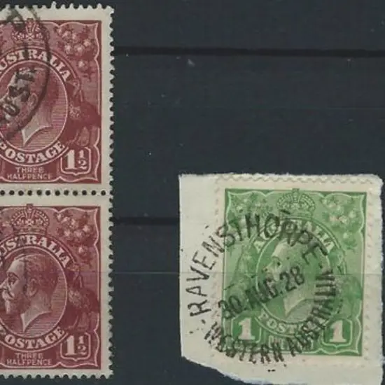 Jarnadup on 1½d chocolate block of 4 with one ...