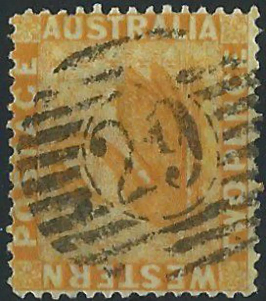 Kojonup 12 bar 29 on 2d yellow (1876) wmk crown CC ... Image 1++