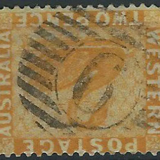 Mandurah 12 bar 6 on 2d yellow (1882) wmk crown CA ...