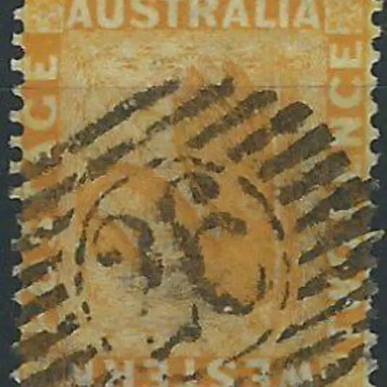 New Norcia 12 bar 26 on 2d yellow (1876) wmk crown ...