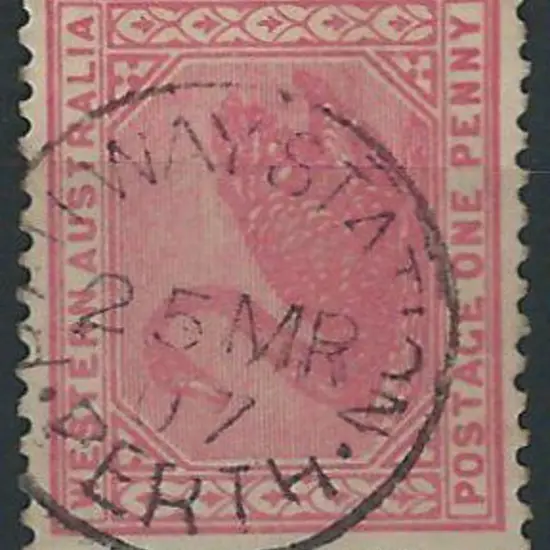 Perth Railway Station - S.M.R CDS5 on 1d red swan ...