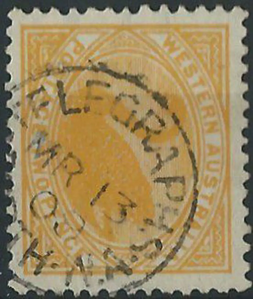 Perth Telegraphs COL5-b on 2d yellow swan dated 13 ... Image 1++