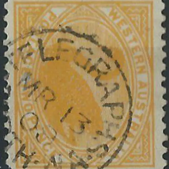 Perth Telegraphs COL5-b on 2d yellow swan dated 13 ...
