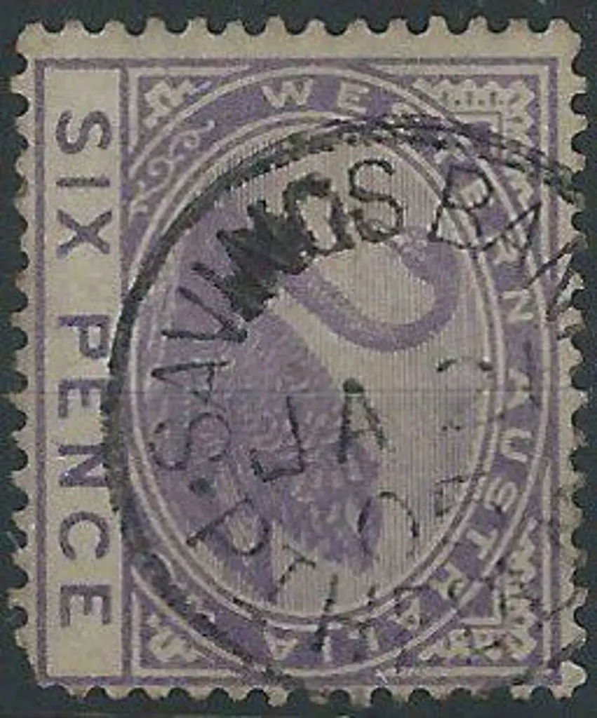 Port Headland Savings Bank Sbi on 6d violet swan 2 ... Image 1++