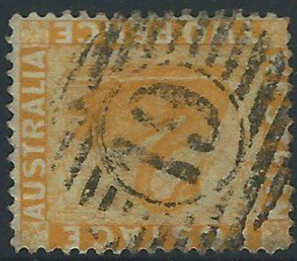 Preston 12 bar 19 on 2d yellow (1882) wmk crown CA ... Image 1++