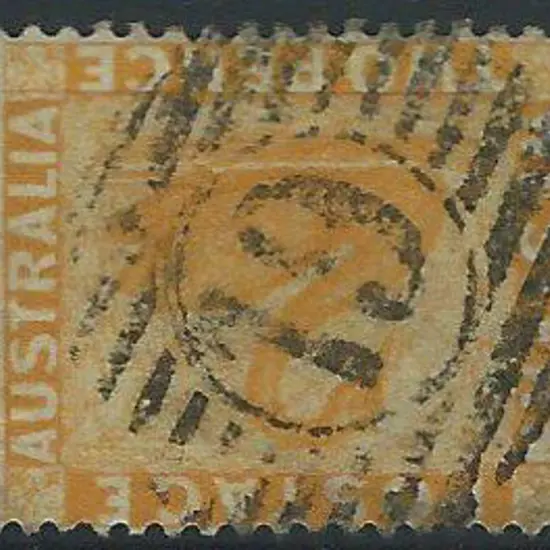 Preston 12 bar 19 on 2d yellow (1882) wmk crown CA ...