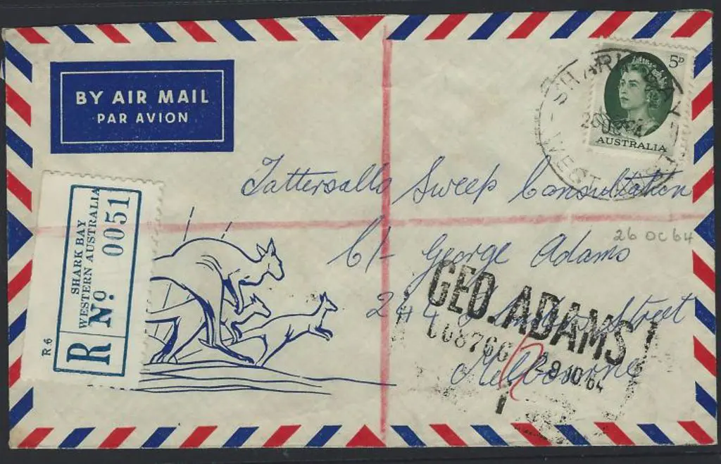 Shark Bay dated 26th Oct 1964 on kangaroo illust ... Image 1++