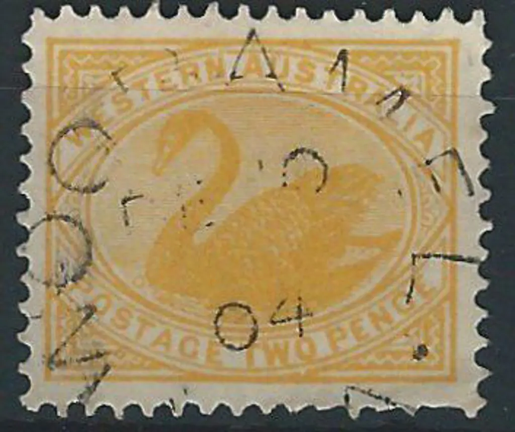 Wooramel 2c on 2d yellow swan dated 10 FE 04. (1) Image 1++