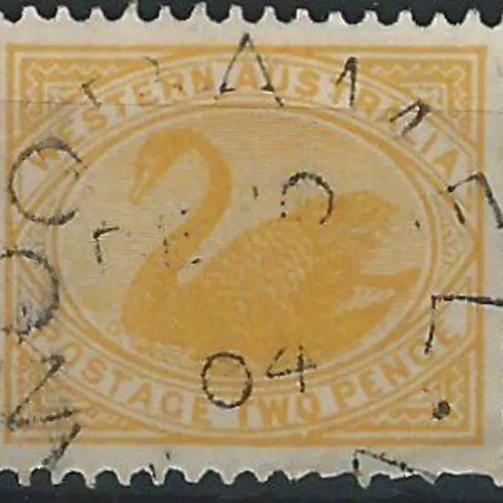 Wooramel 2c on 2d yellow swan dated 10 FE 04. (1)