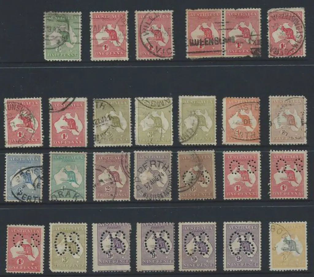 Kangaroos 1st wmk 5/- CTO with others to 2/- in ... Image 1++