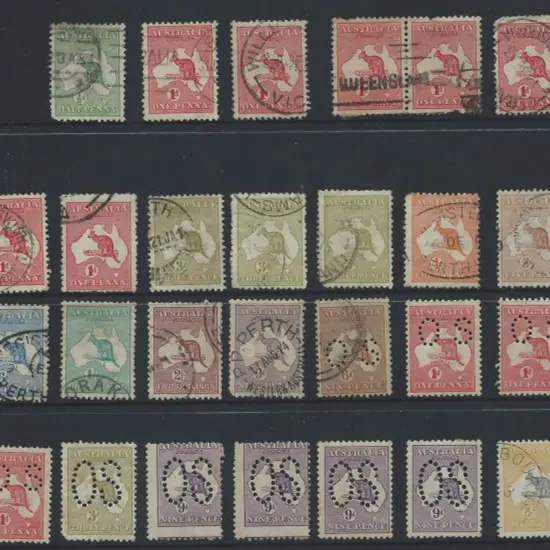 Kangaroos 1st wmk 5/- CTO with others to 2/- in ...
