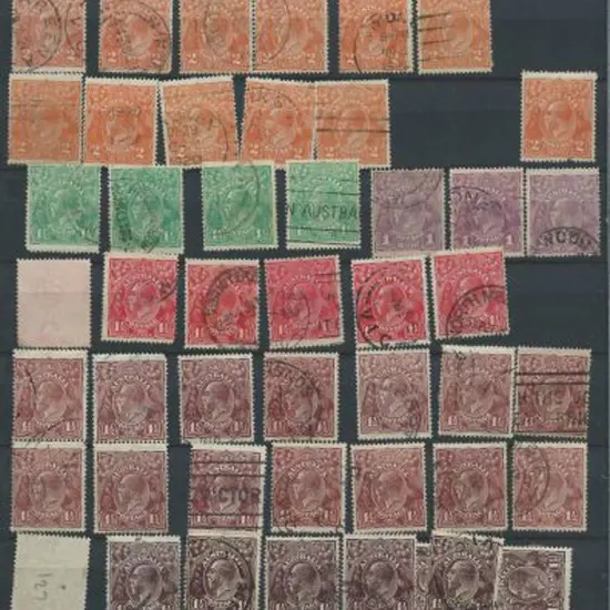 Kangaroo & KGV Low vals used in quantity in red ...