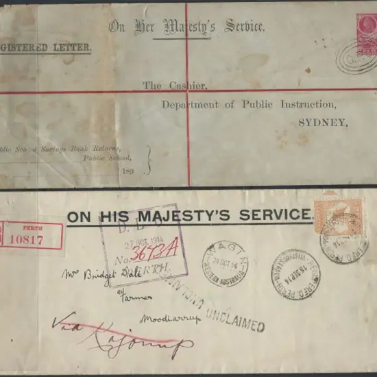 Registered Mail 4 large envelopes comprising NSW ...