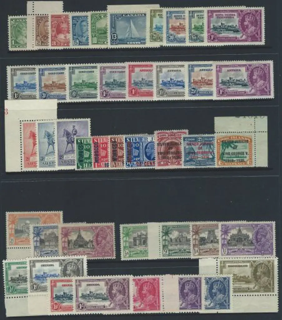 Royalty 1935 Silver Jubilee MUH sets for Antigua, ... Image 1++