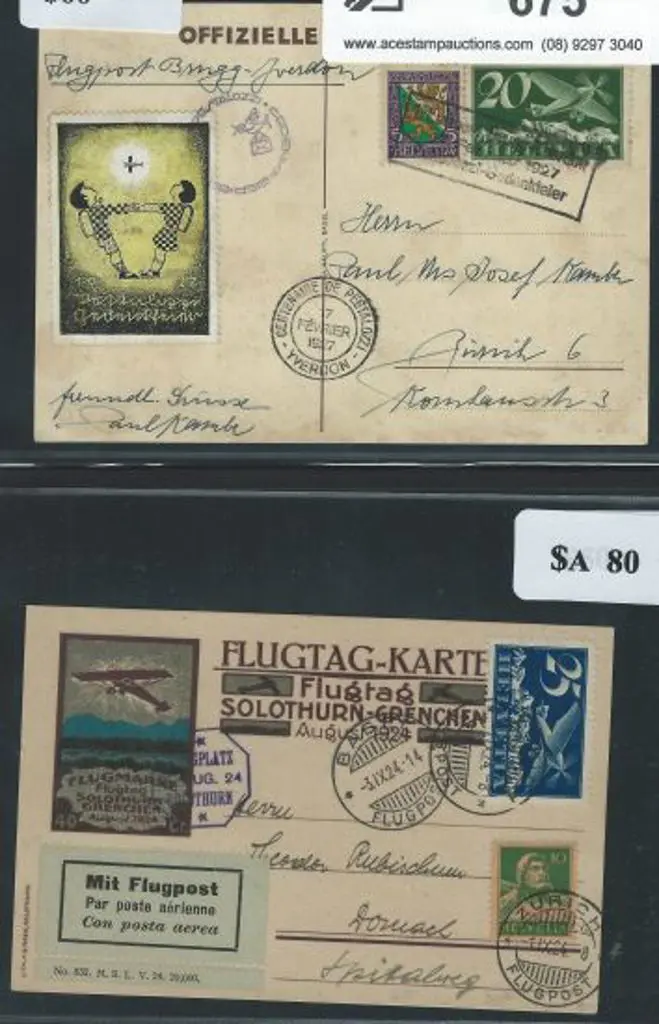 Airmails Collection Switzerland 1924-1927 group of ... Image 1++