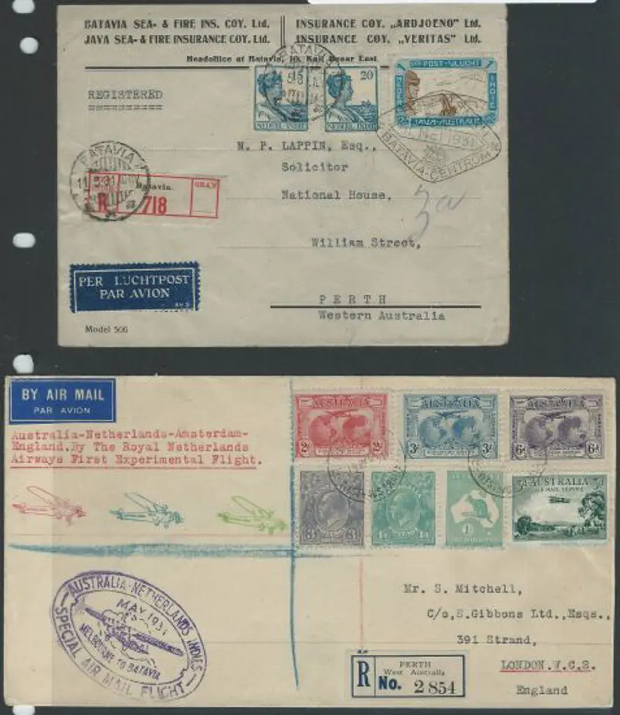 1931 (11th May) Reg'd Batavia- Perth bearing 1g ... Image 1++