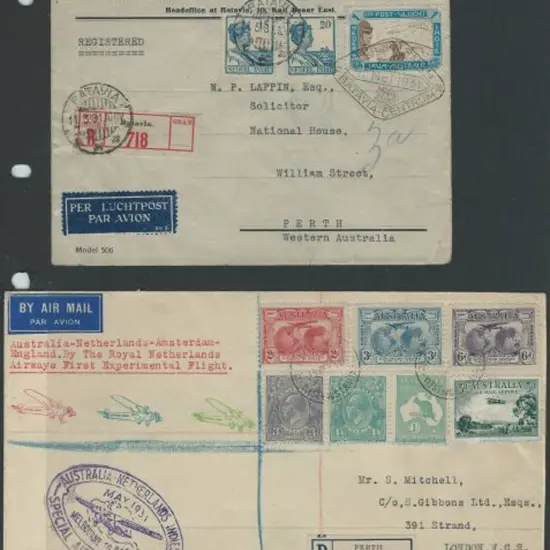 1931 (11th May) Reg'd Batavia- Perth bearing 1g ...