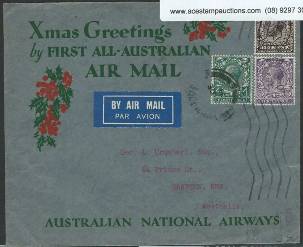 1932 "Xmas Greetings by First All-Australian Air ... Image 1++