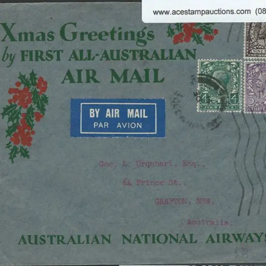 1932 "Xmas Greetings by First All-Australian Air ...