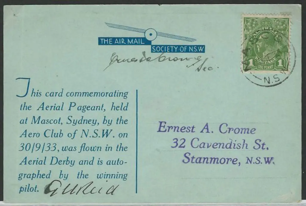 1933 (30th Sept) Mascot Aerial Derby souvenir ... Image 1++