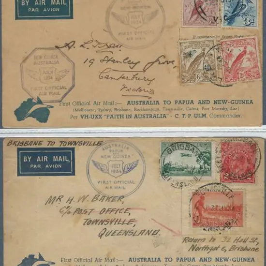 1934 (July) First Official airmail covers for ...