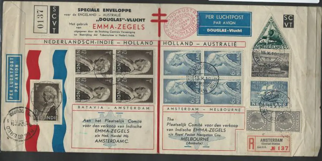 1934 (15th Oct) Netherlands to Melbourne Reg'd ... Image 1++