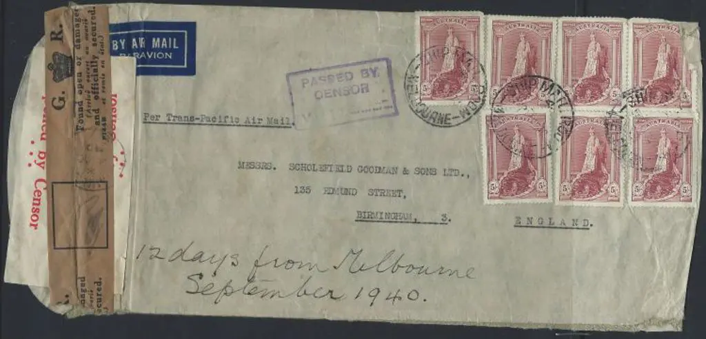 1940 (22nd Sep) airmail cover to England "Per ... Image 1++