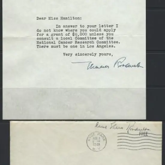 Eleanor Roosevelt 1949 (2nd Aug) typed letter from ...