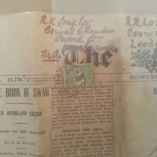 1913 1st wmk ½d green on newspaper, "Australia: ...