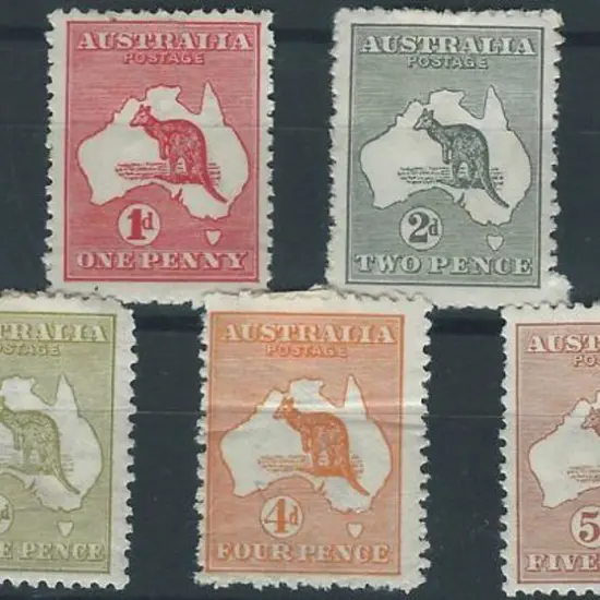 1913 1st wmk  ½d to 5d MLH set mostly with hinge ...