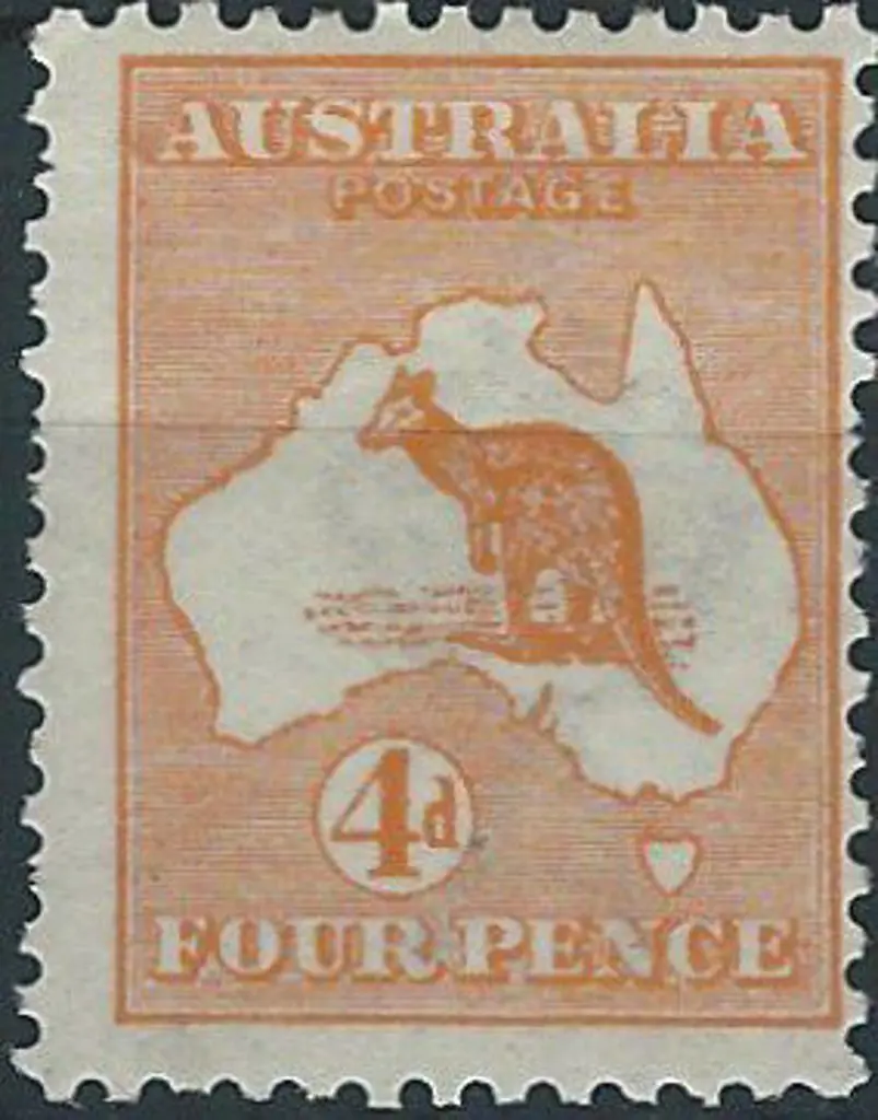 1913 1st wmk  4d orange. MLH, centred to right & ... Image 1++