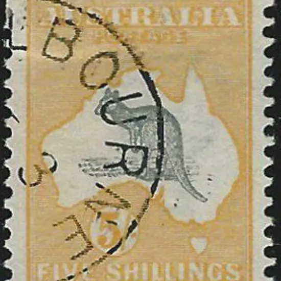 1913 1st wmk  5/- grey & yellow CTO. Well centred ...