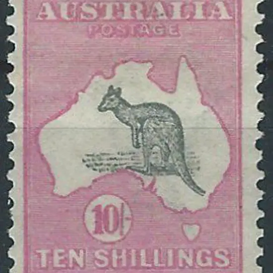 1913 1st wmk 10/- slate & pink. MLH with moderate ...