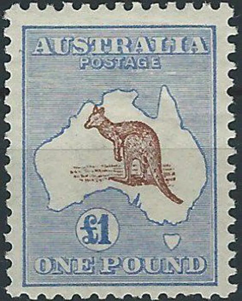 1913 1st wmk  £1 red brown & blue. MLH, centred ... Image 1++
