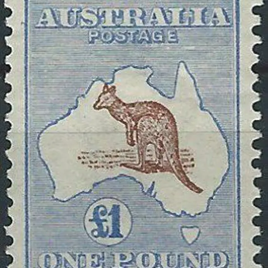 1913 1st wmk  £1 red brown & blue. MLH, centred ...