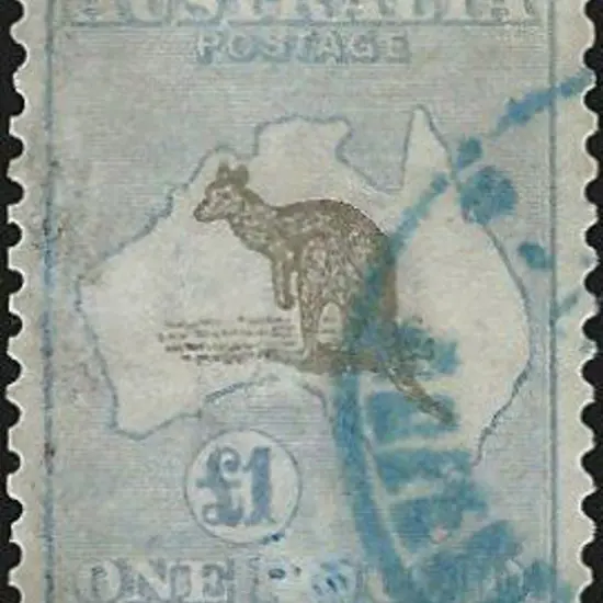 1915-28 3rd wmk £1 chocolate & dull blue. F/U with ...