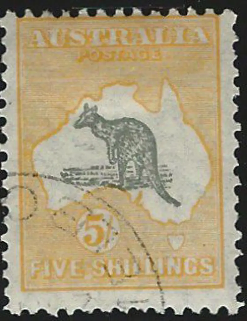1923-30 Smult 5/- grey & yellow CTO. Centred high ... Image 1++