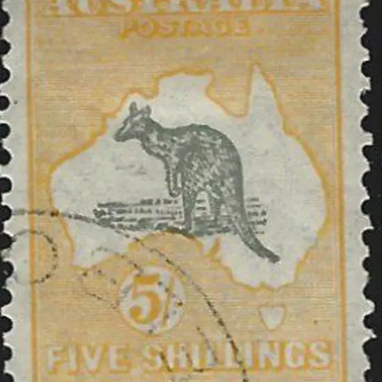 1923-30 Smult 5/- grey & yellow CTO. Centred high ...